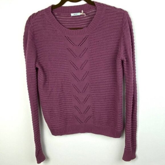 Urban‎ Outfitters Knit Sweater Kimchi Blue Chevron Pointelle Purple Size Small S - Picture 7 of 8